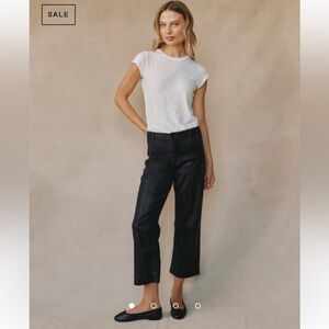 Bella Dahl Faux Leather Saige Wide Leg Crop - Black